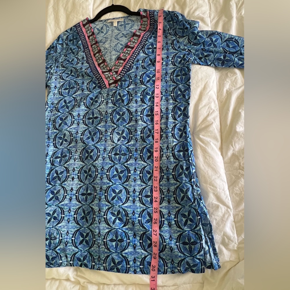 Brand NEW La Blanca Swimwear Beachy Cover-Up Dress Blue Geometric Size XS - Picture 14 of 16